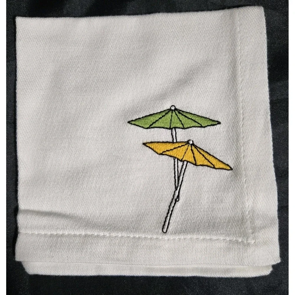 White Cocktail Napkins Set Of Six By Pier 1 - Beach Umbrella Pattern 10